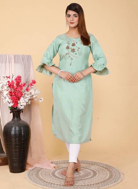 Sky Colour Stylishta Shalvi Ethnic Wear Soft Silk Designer Kurti Collection 2501
